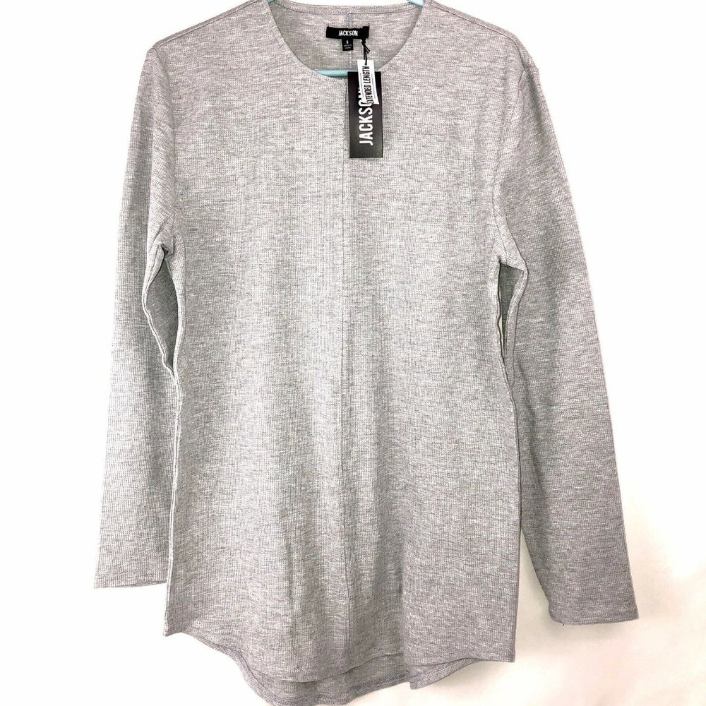 Men's Gray Thermal Shirt Size Small Jackson Extended Length Waffle Weave L/S NWT